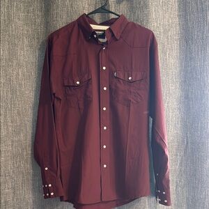 Hooey Men's Maroon Casual Button Down Shirt